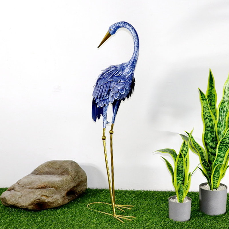 Décoration de jardin d'extérieur avec grue héron 34 po de hauteur, H 34 po x l 12 po x P 7 po