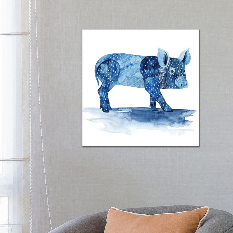 Cobalt Farm Animals II by Grace Popp - Wrapped Canvas Painting, 66.04 cm H x 66.04 cm W x 1.91 cm D