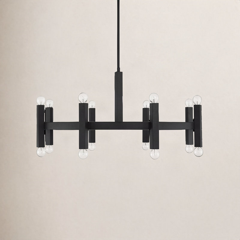 Cassi 16 - Light Wagon Wheel Chandelier in Black, Black