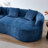 Compression Modern Curved Sofas, Blue Chenille Modular Deep Seat Living Room