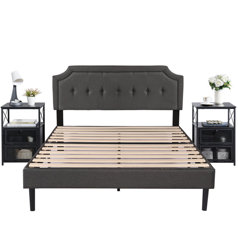 Kempst Steel Piece Bedroom Set, Black, Queen