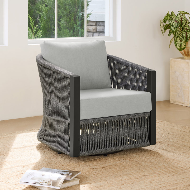 Rope Swivel Armchair, Light Gray Polypropylene/Olefin