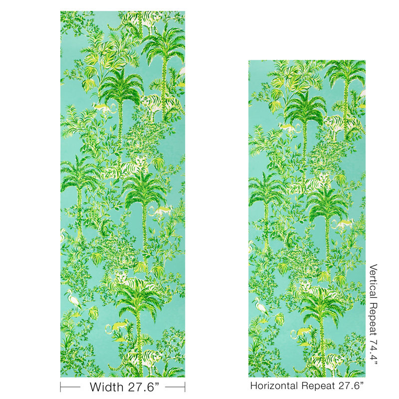 Lilly Pulitzer Tiger Queen Wallpaper, Aqua