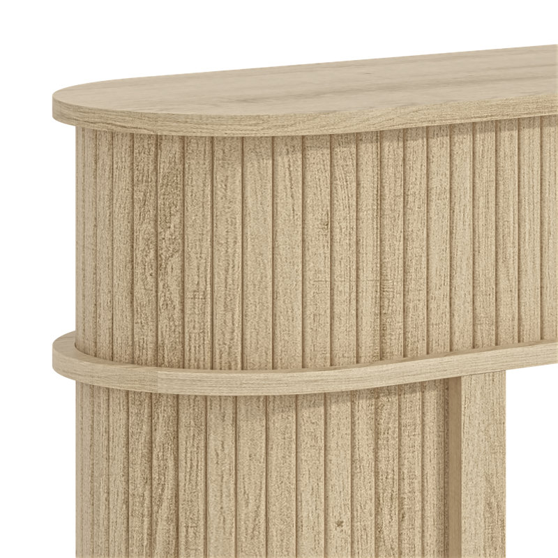 Console de rangement coulissante cannelée Aurel, Beige