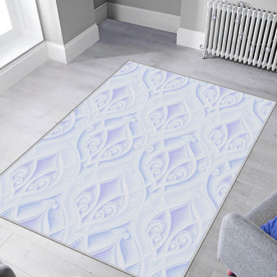 Premium Woven Area Rug, 5.2 x 7.5 Feet, 100% Polyester, 0.3 Inch Pile Height | Antibacterial, Non-Slip PVC Felt Dot Underside | Machine Washable, 3D Digital Print, Ideal for Living Room & Bedroom Decor