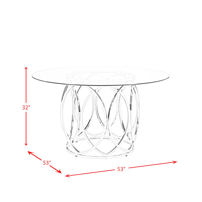 Armond Round Glass Top Metal Base Dining Table