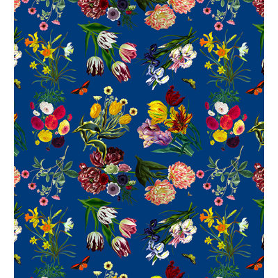 Royal Delft Flora and Fauna 33' L x 27.5" W Metallic Wallpaper Roll