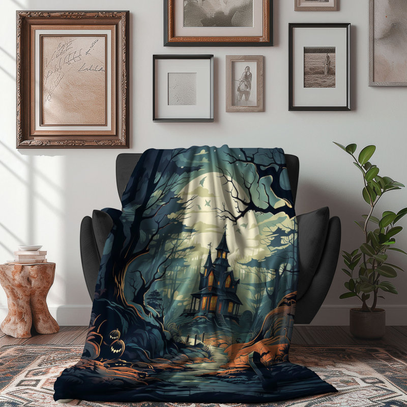 Spooky Trees - Couverture sherpa de qualité supérieure 1 pièce, L 60 po x L 80 po
