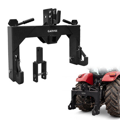 3-Point Quick Hitch for Category 1 Tractors – 3000 LBS Capacity with Upgraded Adapter & 2" Receiver – 5-Level Adjustable Heavy-Duty Hitch Attachment for Farm Implements & Trailers, Black