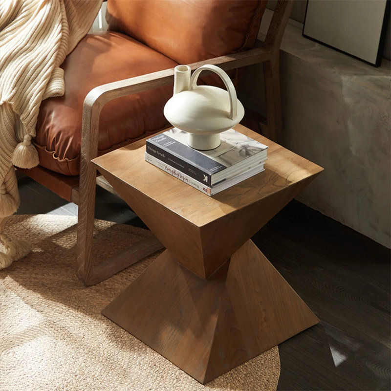 Weott Concrete Top End Table, Natural