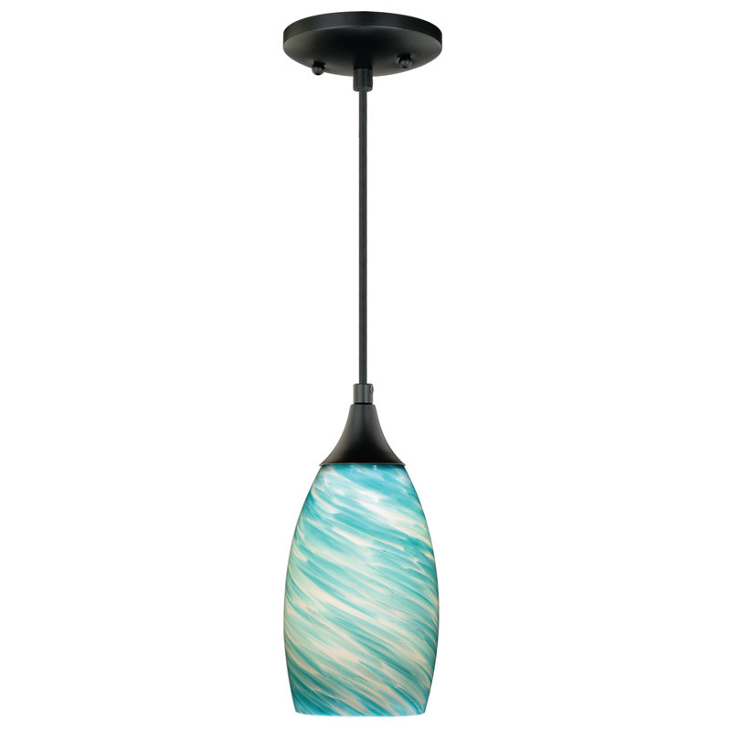 Finja 1 - Light Single Pendant, Oil Rubbed Bronze, Celeste Wave