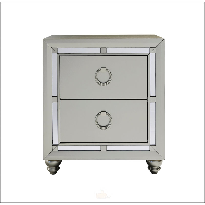 Table de chevet argentée Chloe Gemstone