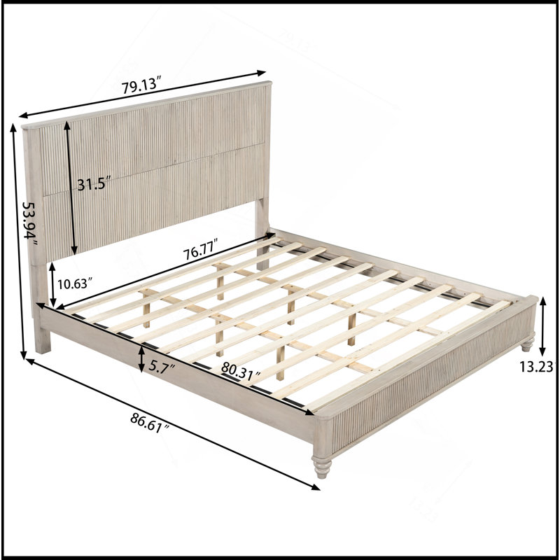 Base de lit en bois massif, base de lit plateforme avec tête de lit, tête de lit haute en bois naturel, aucun sommier nécessaire