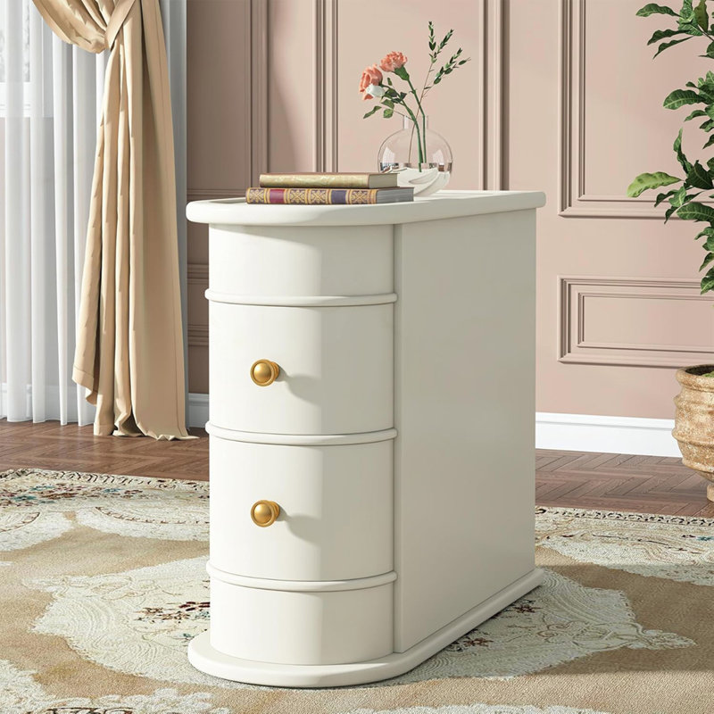 Solid Wood Pedestal End Table, White