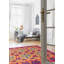Tapis décoratif en laine de conception unique 6 pi x 8 pi 9 po Bryleah noué à la main New Age Lahore de style rose foncé/bleu marine/jaune clair