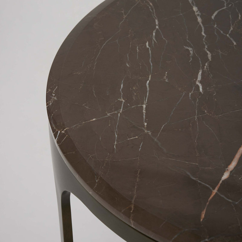 Camilla Marble End Table, Matte Black, Terra Brown, 22" H x 20" W x 20" D