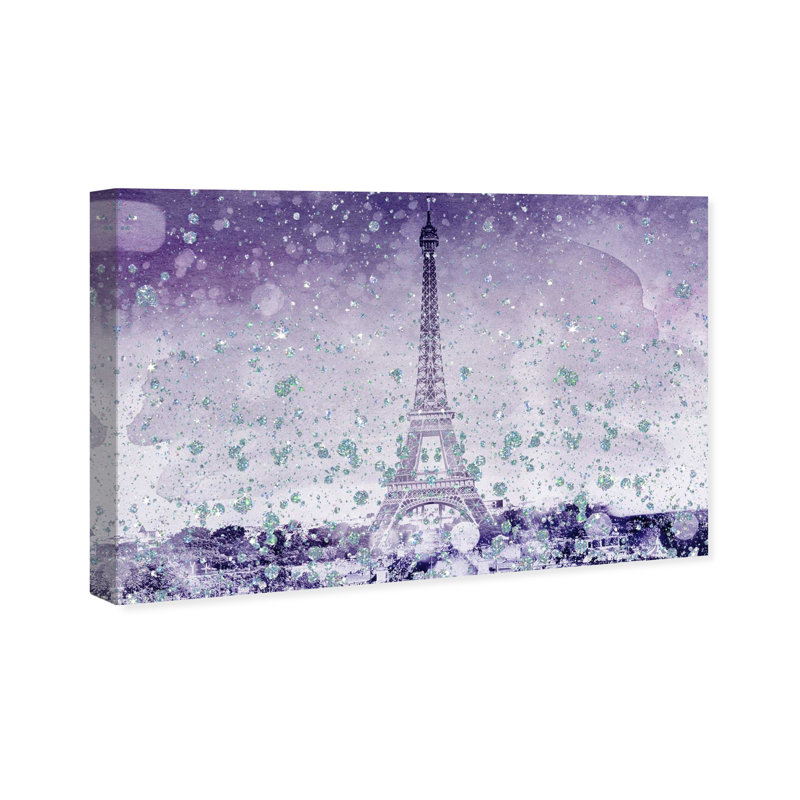 Paillettes mauve, impression sur toile tendue eiffel, H 16 po x l 24 po x P 1,5 po, Toile tendue