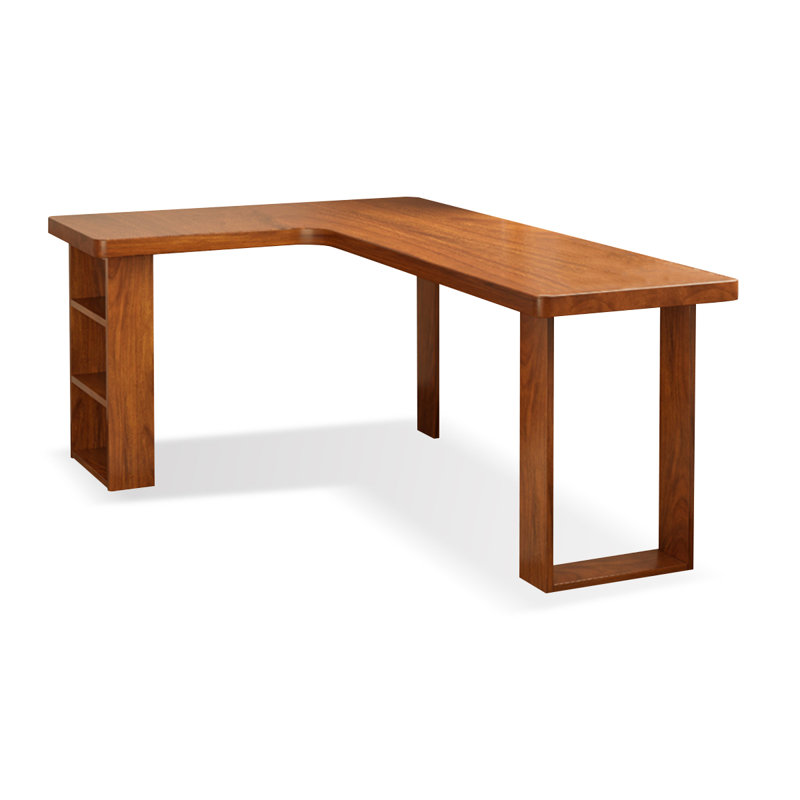 Bureaux en bois massif en L noyer, Retour à gauche, H 29,53 po x l 62,99 po x P 39,37 po