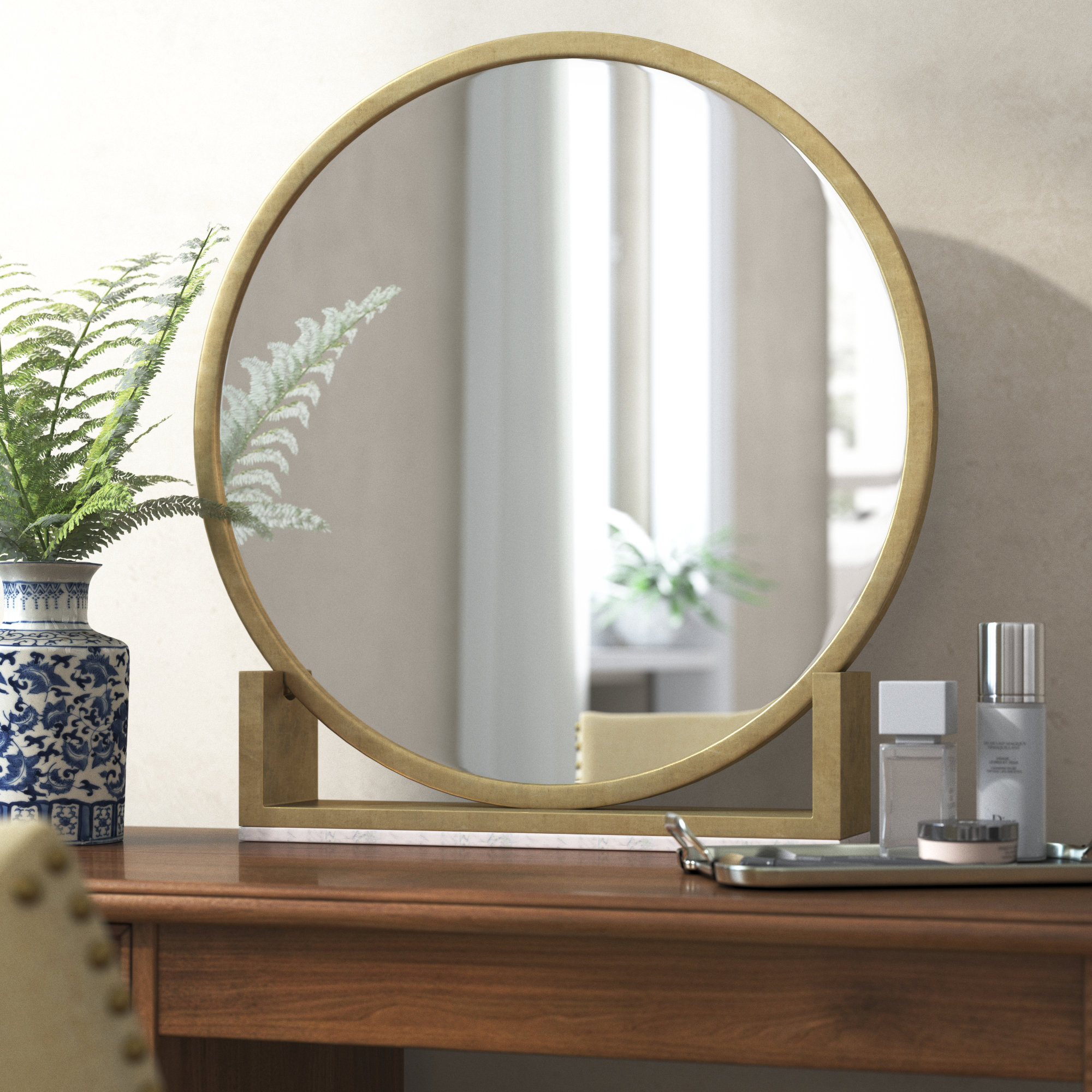 Birch Lane Marble Round Floor Mirror - Wayfair Canada
