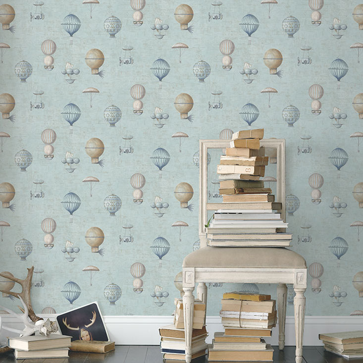 Steampunk Balloons 10m x 53cm Roll, Blue