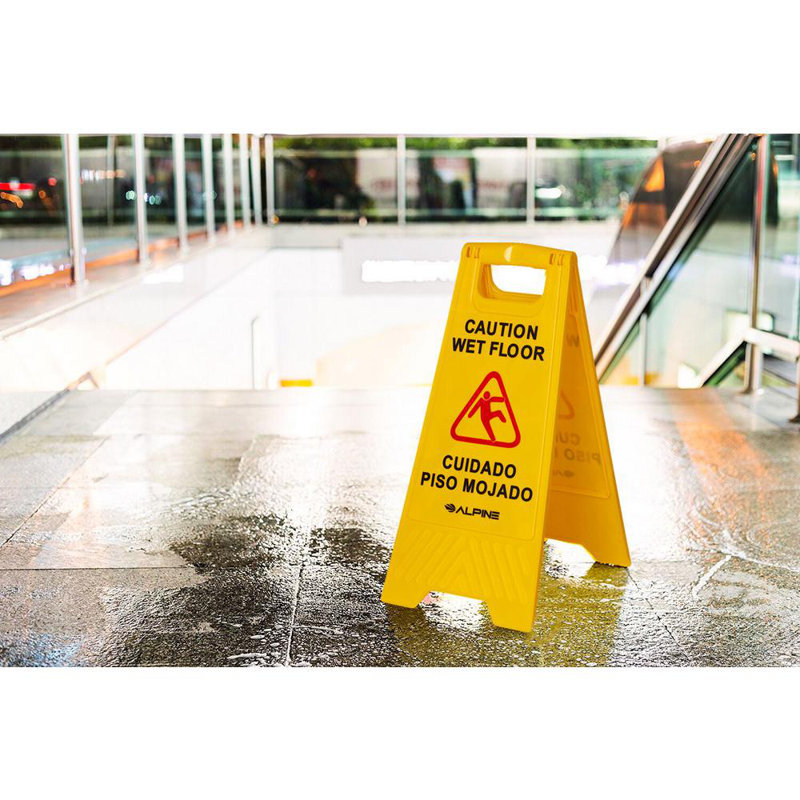 Yellow Bilingual Plastic Caution Wet Floor Sign Set