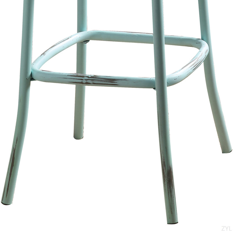 Tabouret de bar antique avec dossier en croix et ciel antique