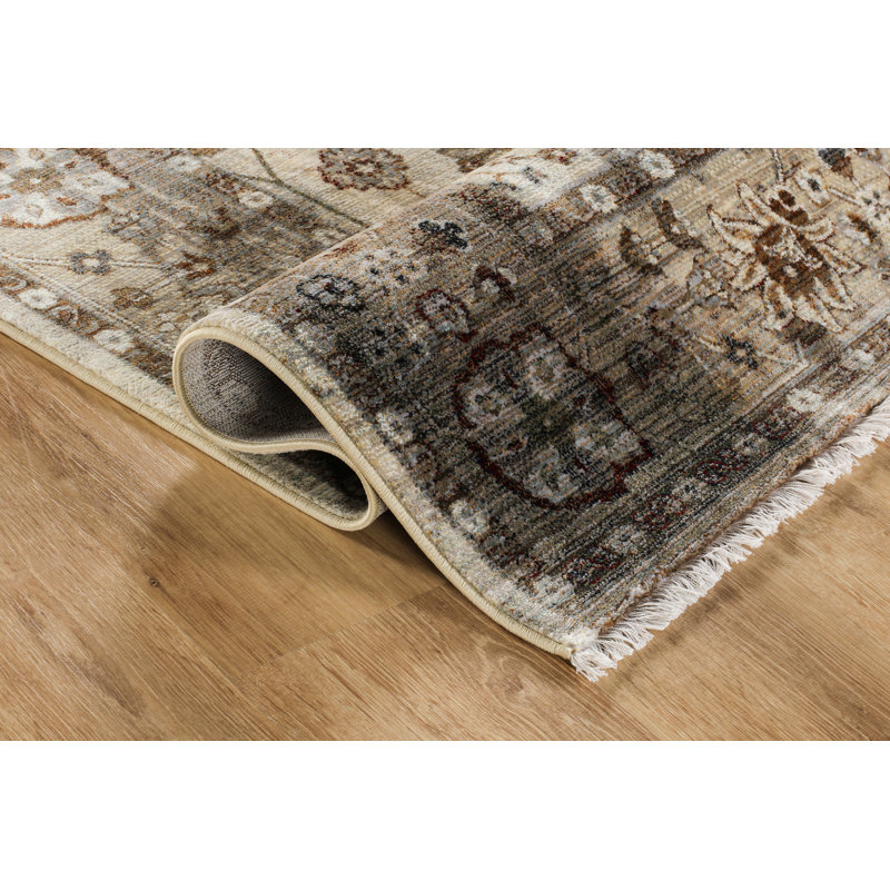 Tapis à médaillon floral Anna Collection, Rectangle 7 pi 7 po x 10 pi