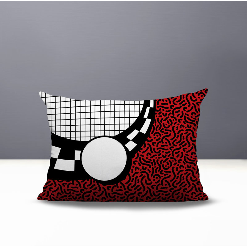 Coussin lombaire réversible Dotrix, Rectangle H 14 po x l 20 po, Rouge
