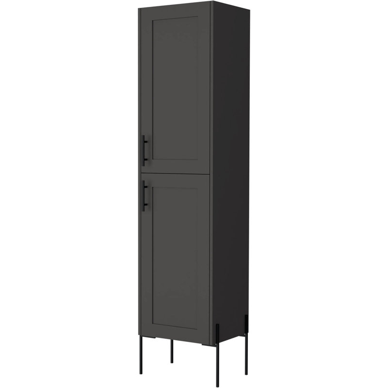 Armoire de salle de bain contemporaine gris mat avec 2 portes - Rangement à 4 tablettes Hide Essentials