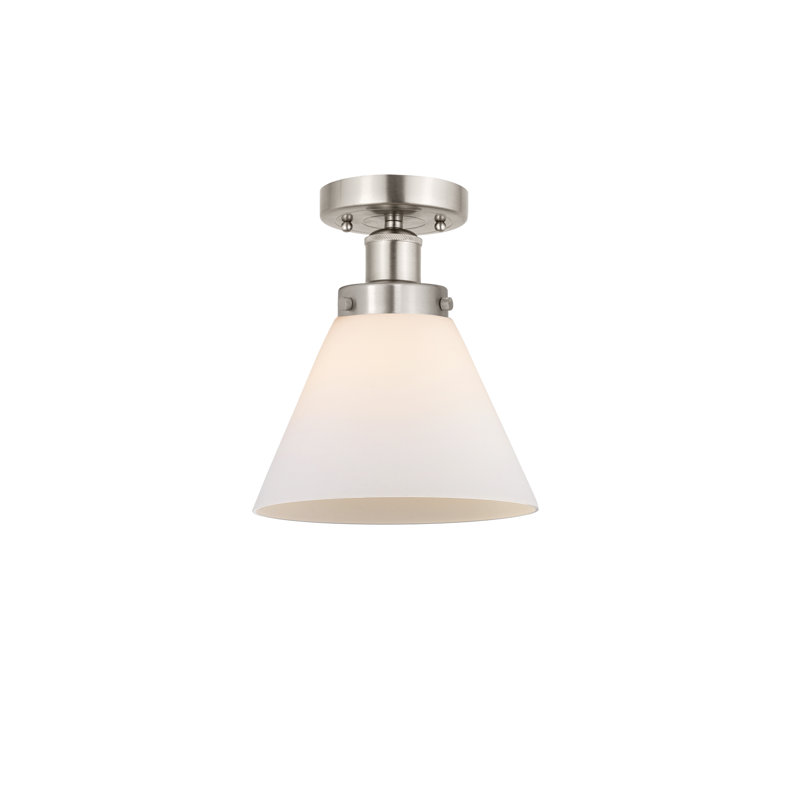 Plafonnier semi-encastré en verre Congerville, Nickel satiné brossé, Blanc mat