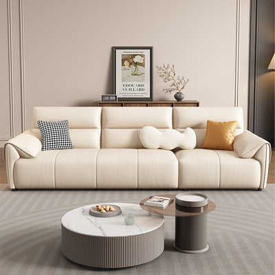 Canapé modulaire en cuir crème blanc cassé