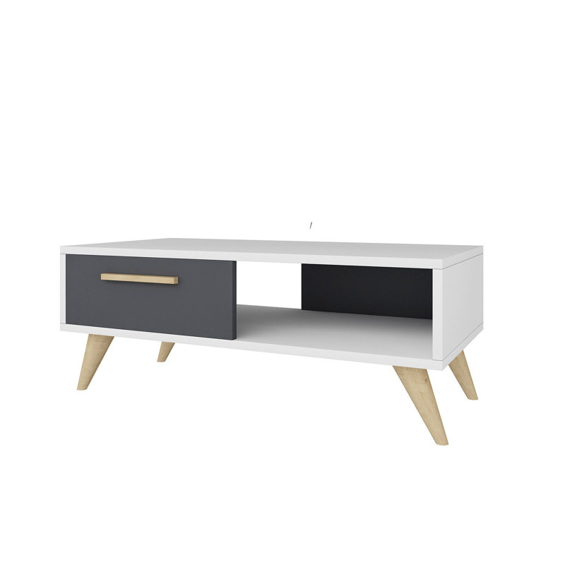 4 Legs Coffee Table, Black/White, White