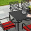 Ensemble de salle à manger en métal avec trou pour parasol et chaises pivotantes avec coussins-121840960
