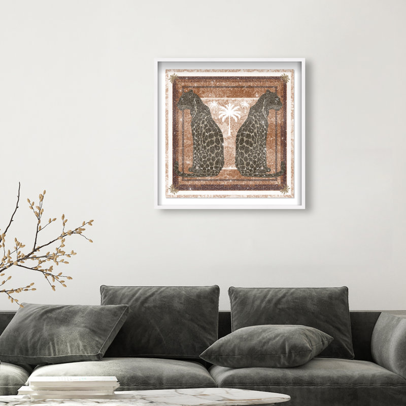 Casablanca Leopardo Shadowbox Animals Print by Oliver Gal, Black Frame, 12 x 12, 31.5"H x 31.5"W, White Frame