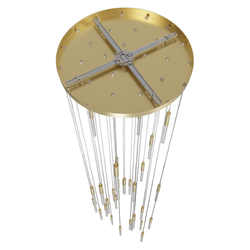 Boa 31-Light Brushed Brass and Glass Cluster Pendant