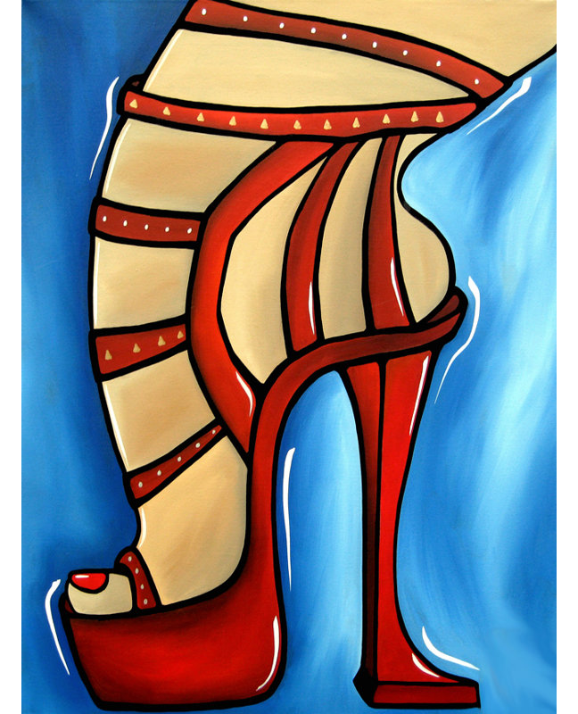 «Red Fashion Pump» par Tom Fedro, reproduction d'art sur toile tendue, H 24 po x l 18 po x P 1,5 po