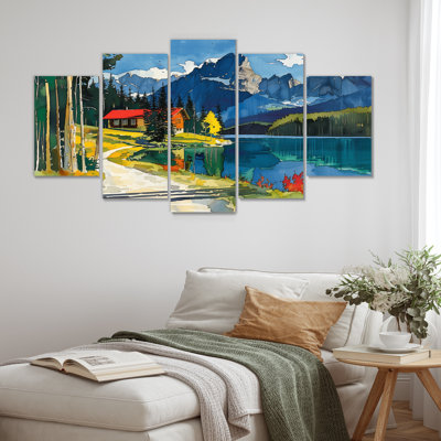 «Relaxing Mountain Lake Landscape In Canada - Canada Wall Art Living Room», ensemble