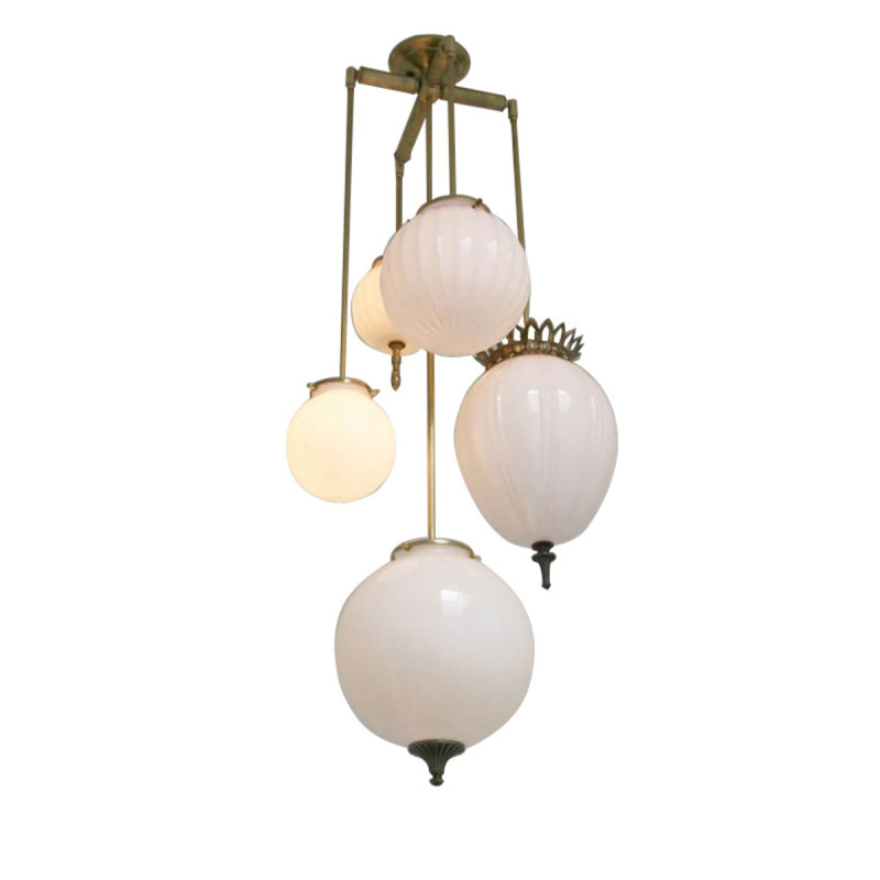 Lustre en laiton clair à intensité variable, Transparent, Étain, 20" Diameter x 44" Height