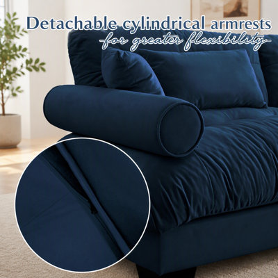 Canapé d'angle modulaire surdimensionné en velours ultra confortable avec pouf amovible, assise profonde et design convertible en L pour les salons modernes
