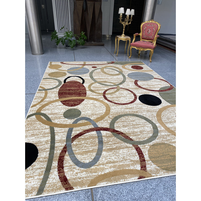 Lazarescu Wool Abstract Indoor Rug, Rectangle 5' W x 8' L