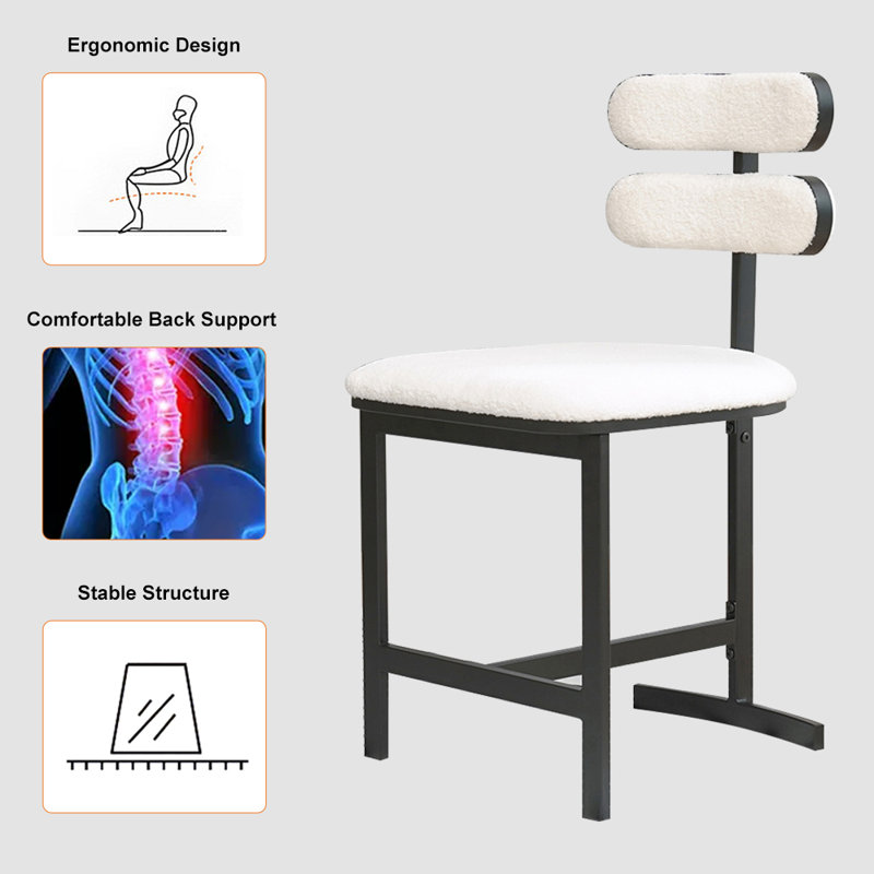 Ensemble de 2 chaises de salle à manger modernes avec revêtement en sherpa blanc