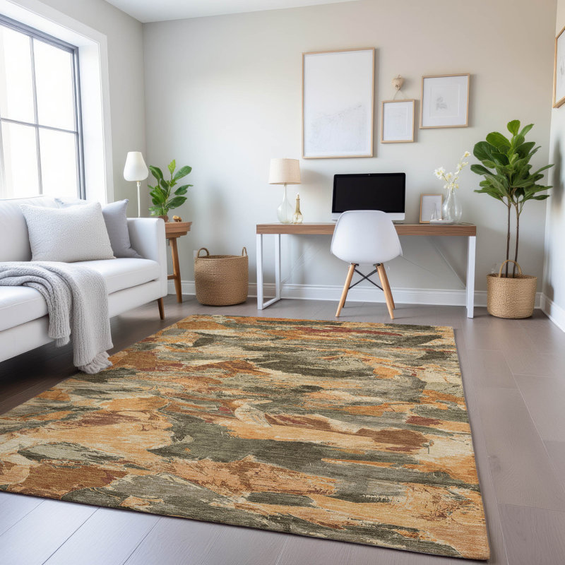 Premium Machine Washable Kumbhar AMF1344 Abstract Rug, Rectangle 8' x 10'