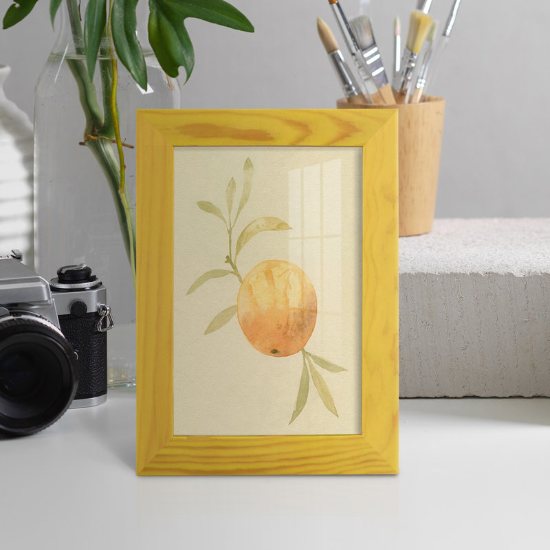 «Dappled Oranges IV», reproduction d'un seul cadre, H 9 po x l 7 po x P 1 po, Jaune