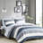 Coordinating Stripe Comforter With Sheets - Grey Navy Blue Accent Cozy Bedroom And Printed