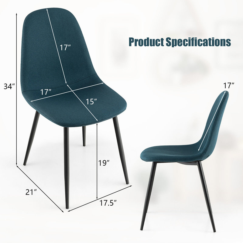 Bassiru 19'' H Linen Upholstered Side Chair, Blue