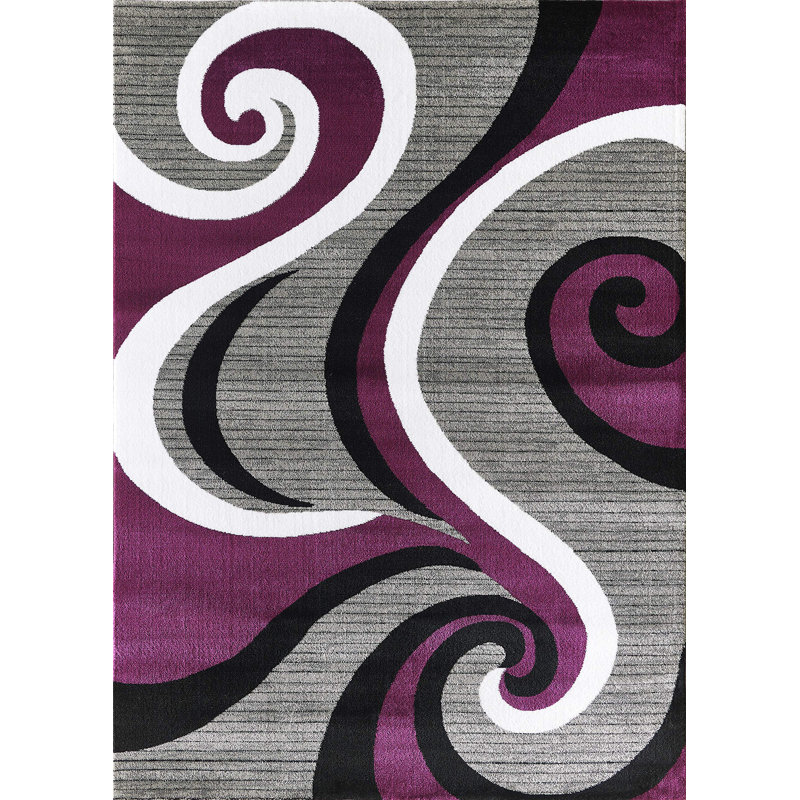 GloryRugsModernPurpleSwirlsAreaRug,Carpet forBedroom,LivingRoom,Dining-Sevilla4817, Rectangle 5'3" x 7'