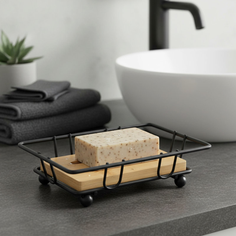 Bamboo Soap Dish, Black/Bamboo