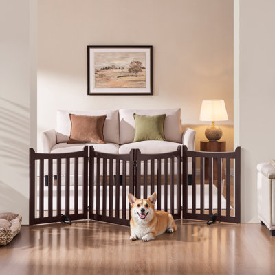 Barrière pour chien autoportante en bois 79,5 po de long et 24 po de haut