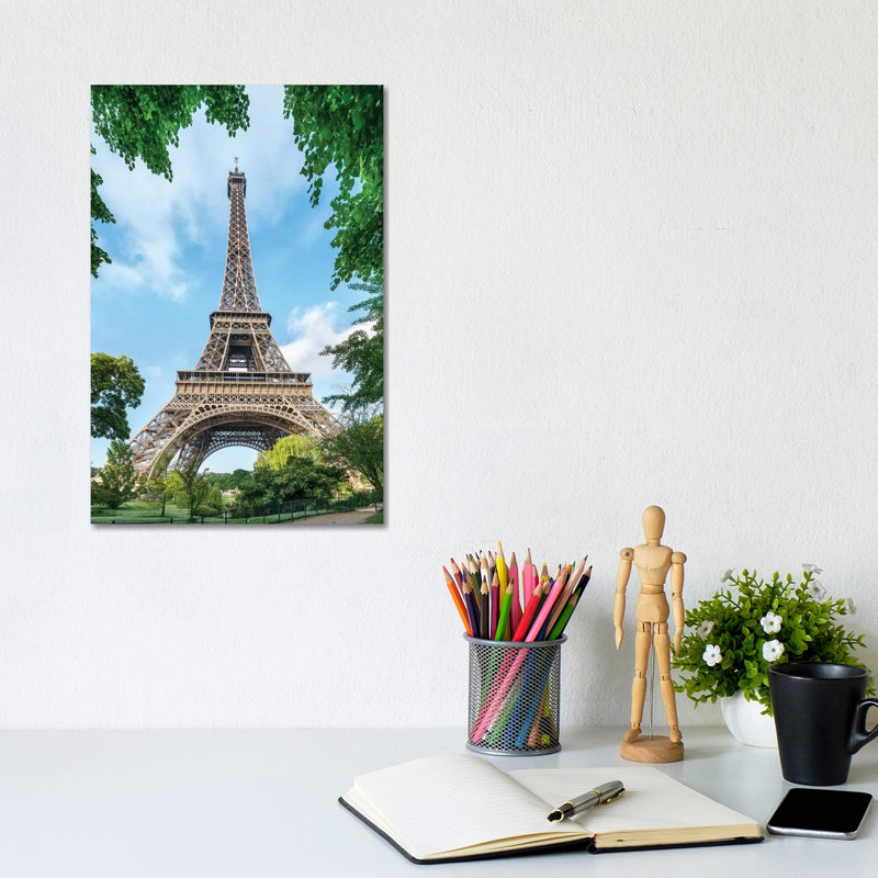Eiffel Tower In Summer, Paris, France by Jan Becke - Wrapped Canvas Print, 20.32 cm H x 30.48 cm W