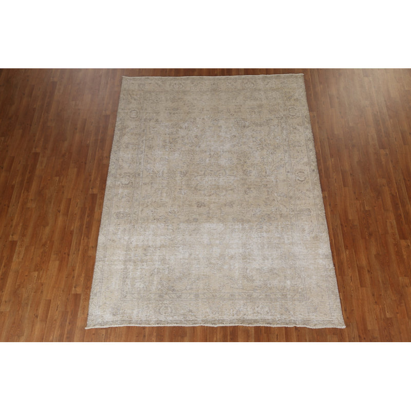 Tapis persan à motif floral Tabriz Kasadie noué à la main 7 x 9